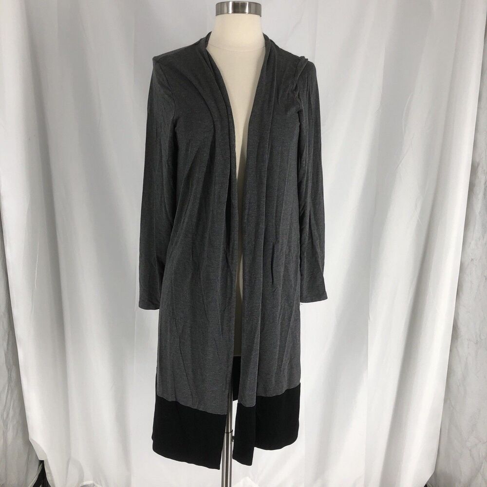 J. Jill Wearever Rayon Open Front Duster Cardigan Gray Size Petite Medium